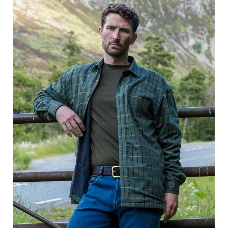 Hoggs of Fife Beech Micro Fleece Lined Shirt - Green Check