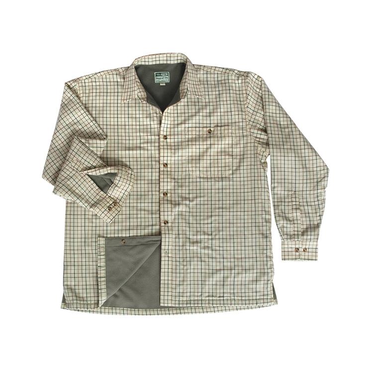 Hoggs of Fife Birch Micro Fleece Lined Shirt - Olive/Tan Check