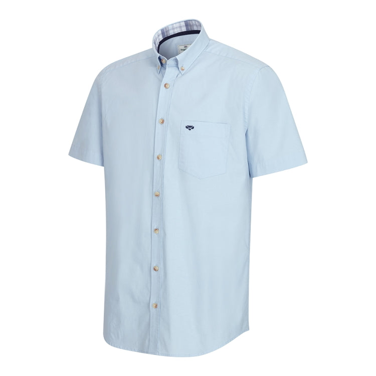 Hoggs of Fife Tolsta SS Cotton Stretch Plain Shirt - Blue