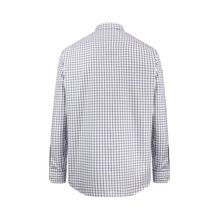 Hoggs of Fife Turnberry Twill Cotton Shirt - White/Navy Check