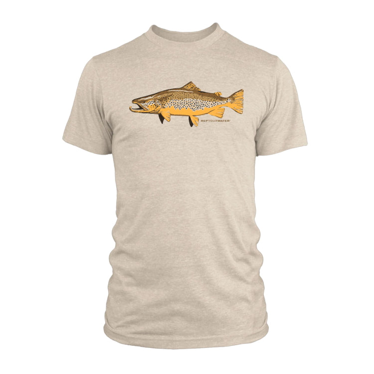 Rep Your Water Artists Reserve Brown Trout Tee Shirt - Heather Dust
