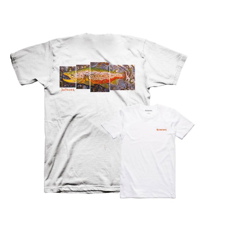 Simms DeYoung Brown Trout T-Shirt - White