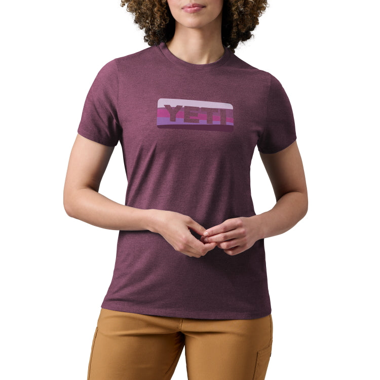 Yeti Ladies Sunrise Badge T-Shirt - Heather Plum