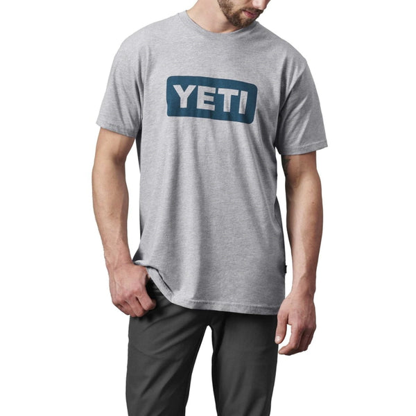 Yeti Logo Badge Premium Short Sleeve T-Shirt - Grey/Navy