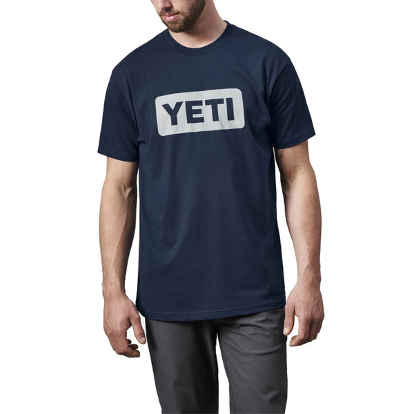 Yeti Logo Badge Premium Short Sleeve T-Shirt - Navy/White