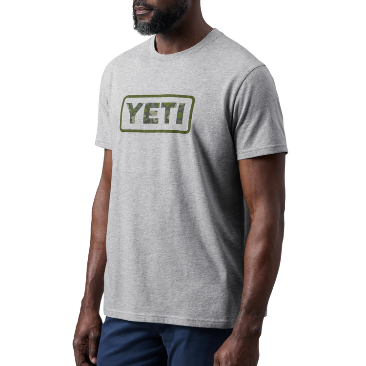 Yeti Camo Logo Badge Short Sleeve T-Shirt - Heather Grey