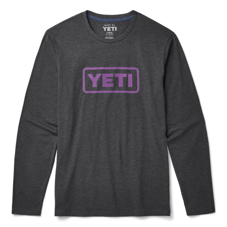 Yeti Logo Badge Long Sleeve T-Shirt - Heather Charcoal