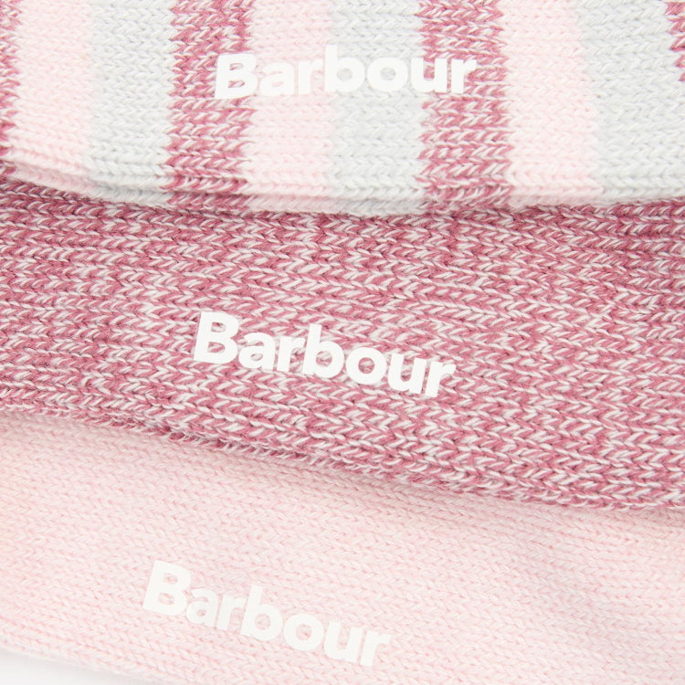 Barbour Ladies Stripe Sock Gift Set - Dewberry Pink Stripe