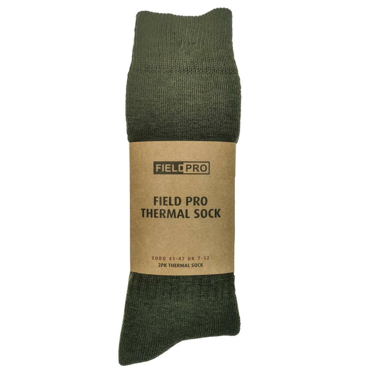 Hoggs of Fife Field Pro Thermal Socks Twin Pack - Olive/Oatmeal