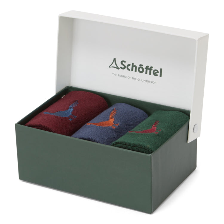 Schoffel Bamboo Socks Boxed - Pack of 3 Rust Pheasant Print