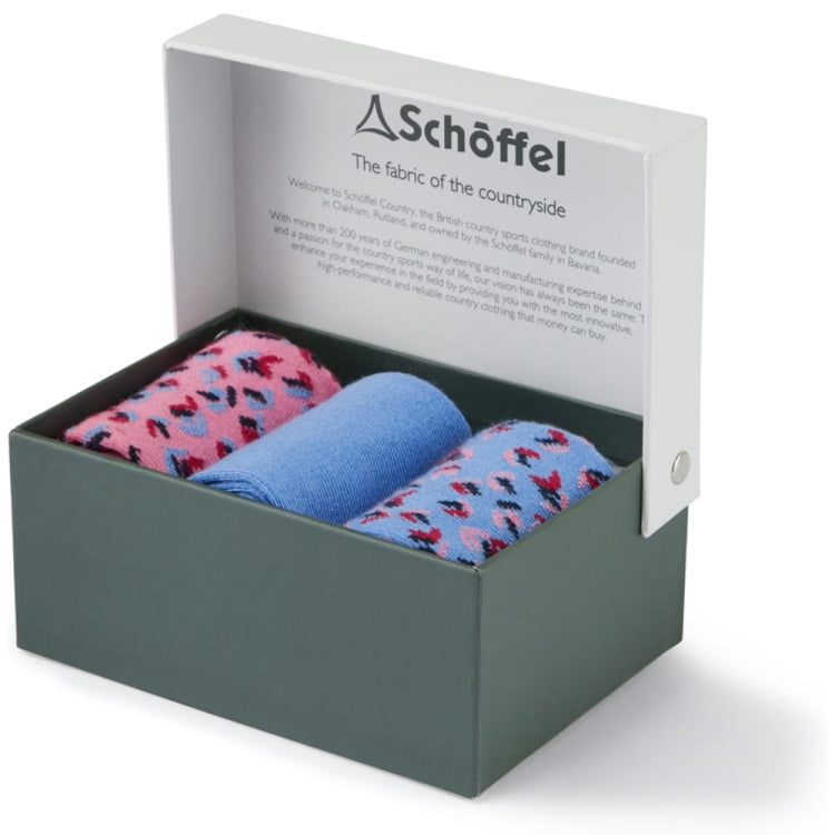 Schoffel Ladies Bamboo Socks Boxed Pack of 3 - Blue Mix
