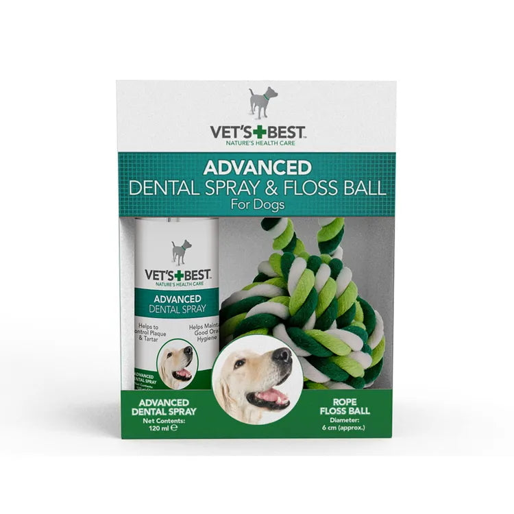 Vets Best Dental Pocket Spray 120ml and Ball Rope