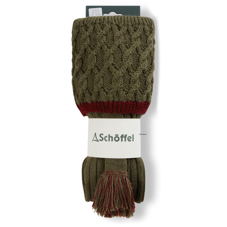 Schoffel Lattice Stockings - Olive/Claret