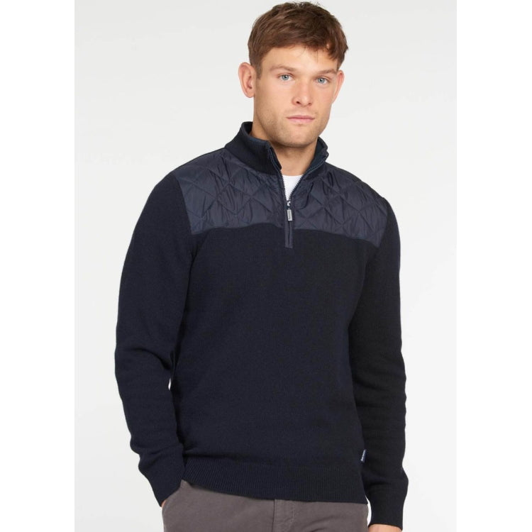 Barbour Essential Diamond Quilt Half Zip Sweater - Navy