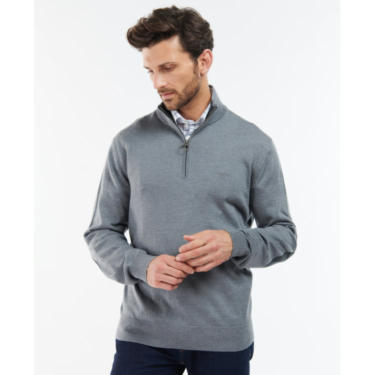 Barbour Loyton Merino Half Zip Sweater - Grey Marl