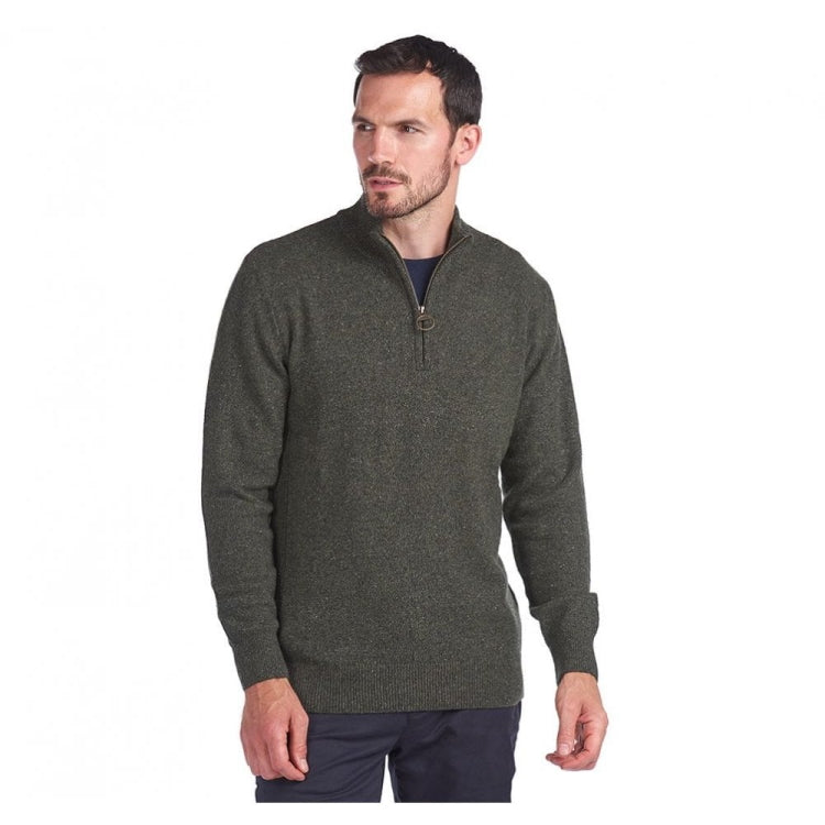 Barbour Essential Tisbury Half Zip Sweater - Dark Seaweed