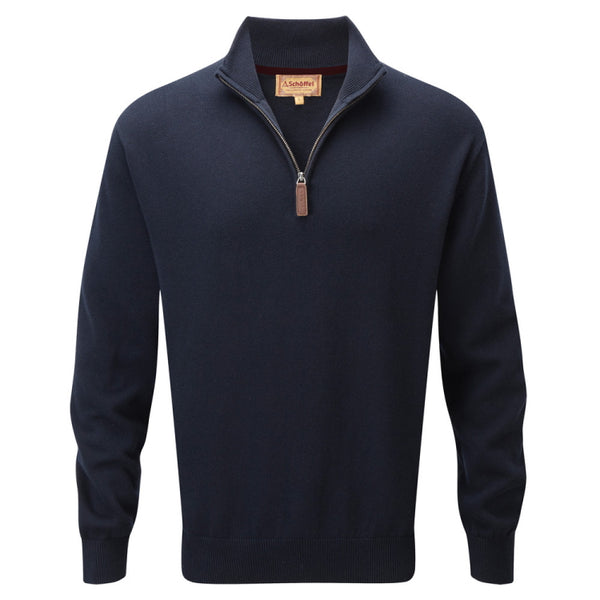 Schoffel Cotton/Cashmere 1/4 Zip Jumper - Navy
