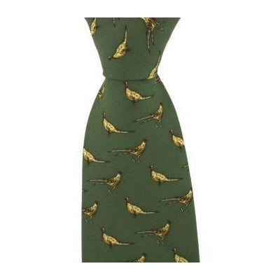 John Norris Walking Pheasant Country Silk Tie - Green