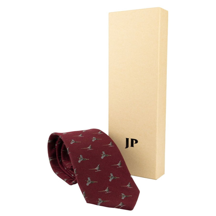 Jack Pyke Pheasant Silk Tie - Burgundy