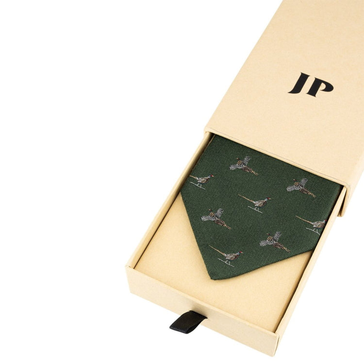 Jack Pyke Pheasant Silk Tie - Green