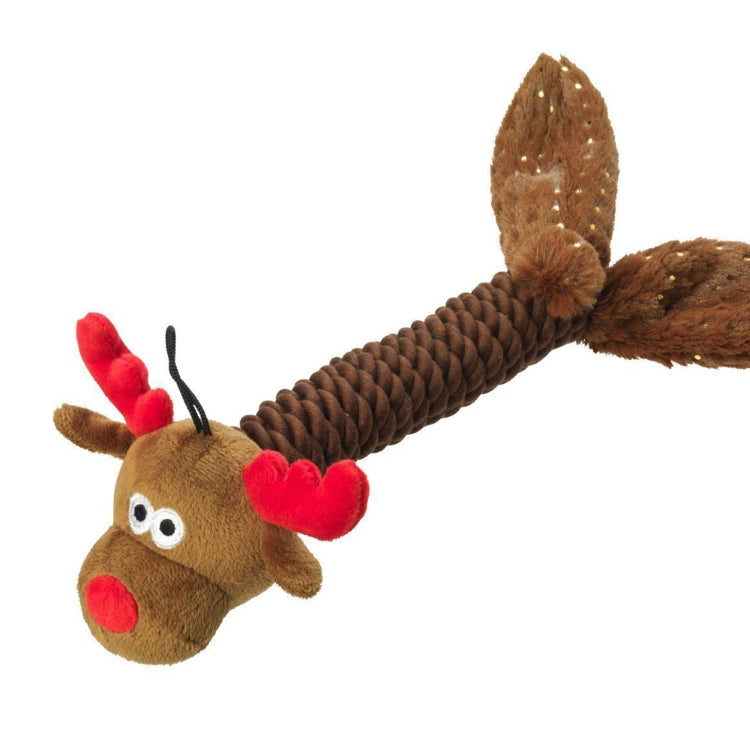House of Paws Reindeer Sparkle Rope Thrower Dog Toy
