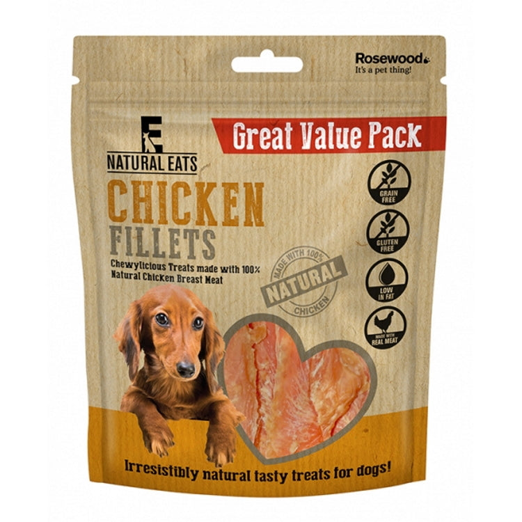 Rosewood Natural Eats Dog Treats - Chicken Fillets 400g Value Pack