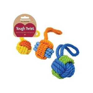  Rubber & Rope Ball Tug Dog Toy 